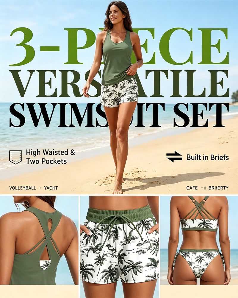 Maren | 3-Piece Tankini Bikini & Cover-Up Set