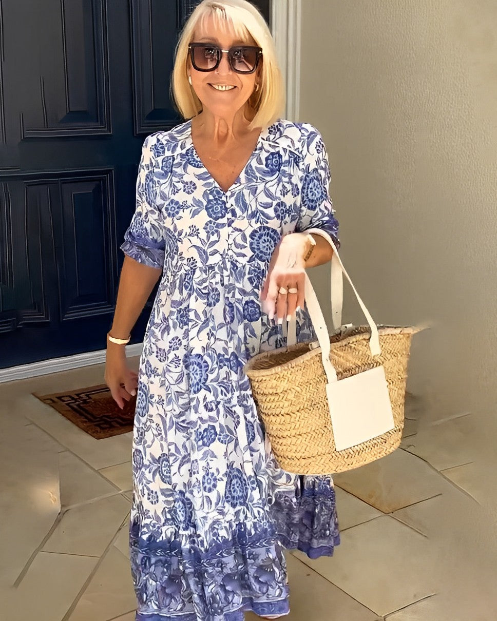 Keisha | Graceful Floral V-Neck Dress