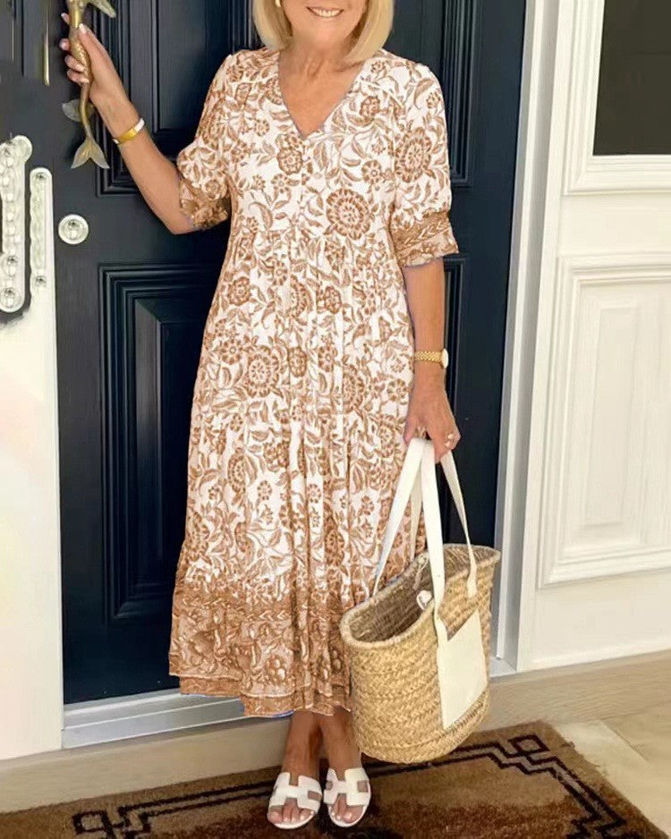 Keisha | Graceful Floral V-Neck Dress