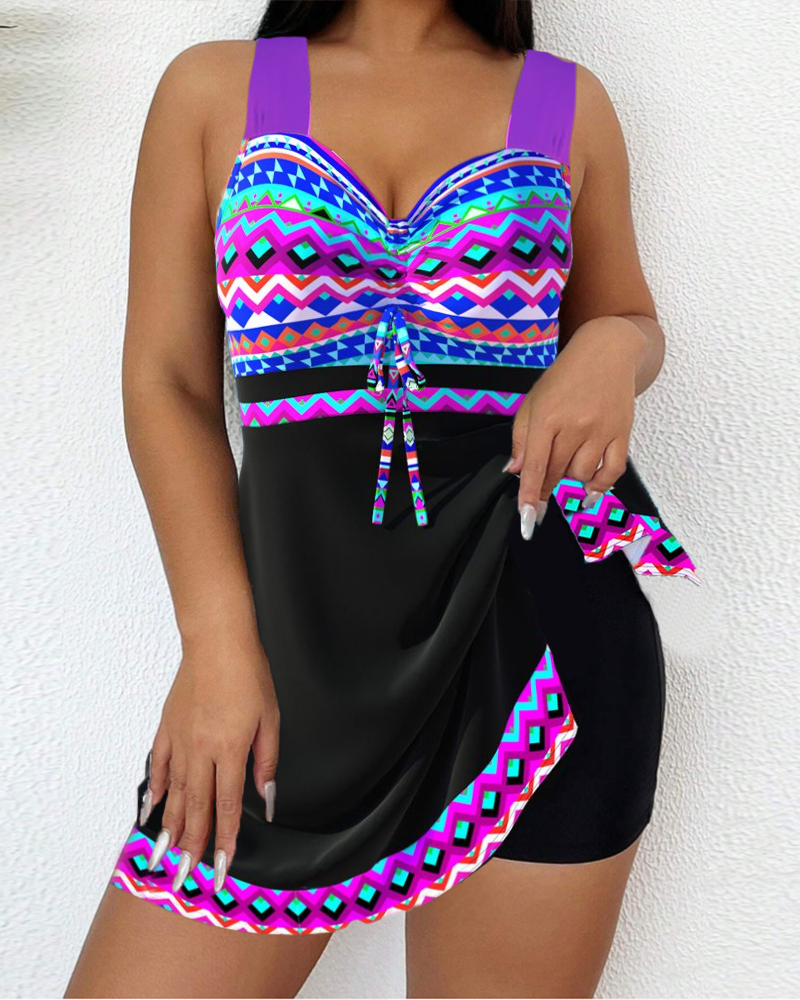 Freya | Printed Purple Lace-Up Swimsuit