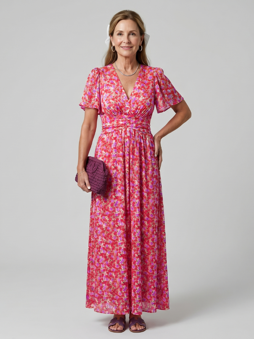 Juna | Short Sleeve Small Floral Mini Dress