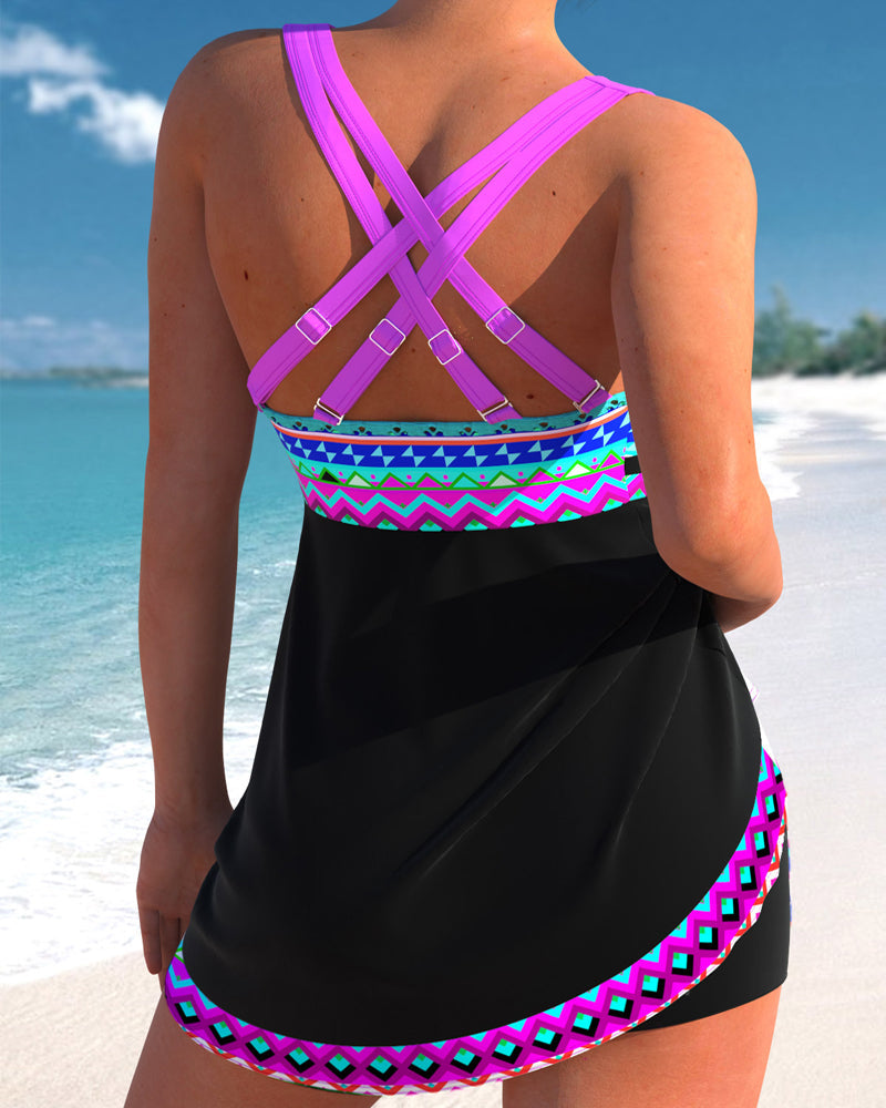 Freya | Printed Purple Lace-Up Swimsuit