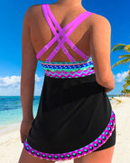Freya | Printed Purple Lace-Up Swimsuit