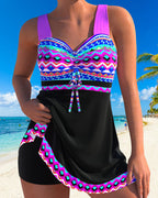 Freya | Printed Purple Lace-Up Swimsuit