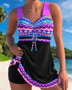 Freya | Printed Purple Lace-Up Swimsuit
