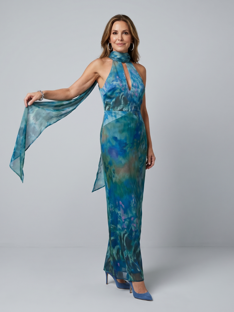 Juniper | Keyhole Halterneck Sleeveless Maxi Dress