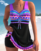 Freya | Printed Purple Lace-Up Swimsuit