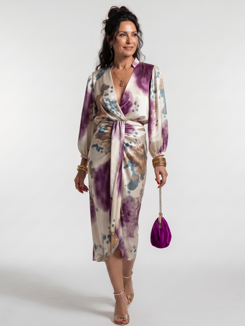 Valentina | Cross-Wrap Tie-Waist Printed Mini Dress
