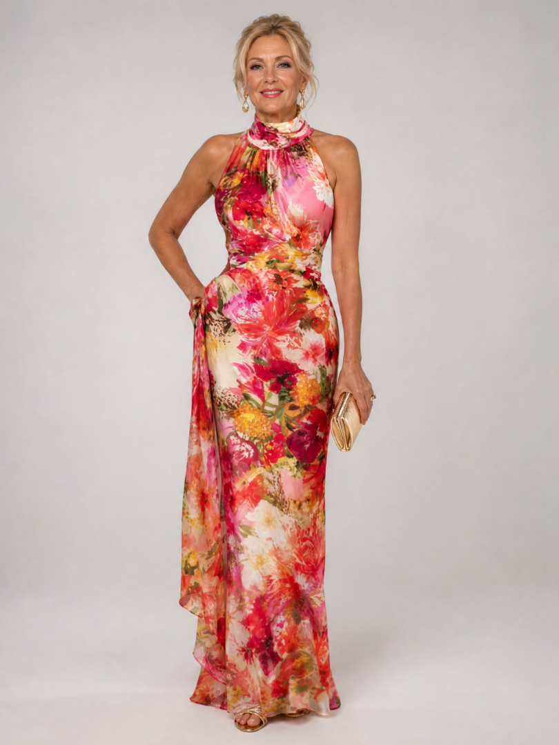 Elisabetta | Halterneck Floral Maxi Dress