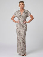 Astra | Short Sleeve Abstract Print Maxi Dress
