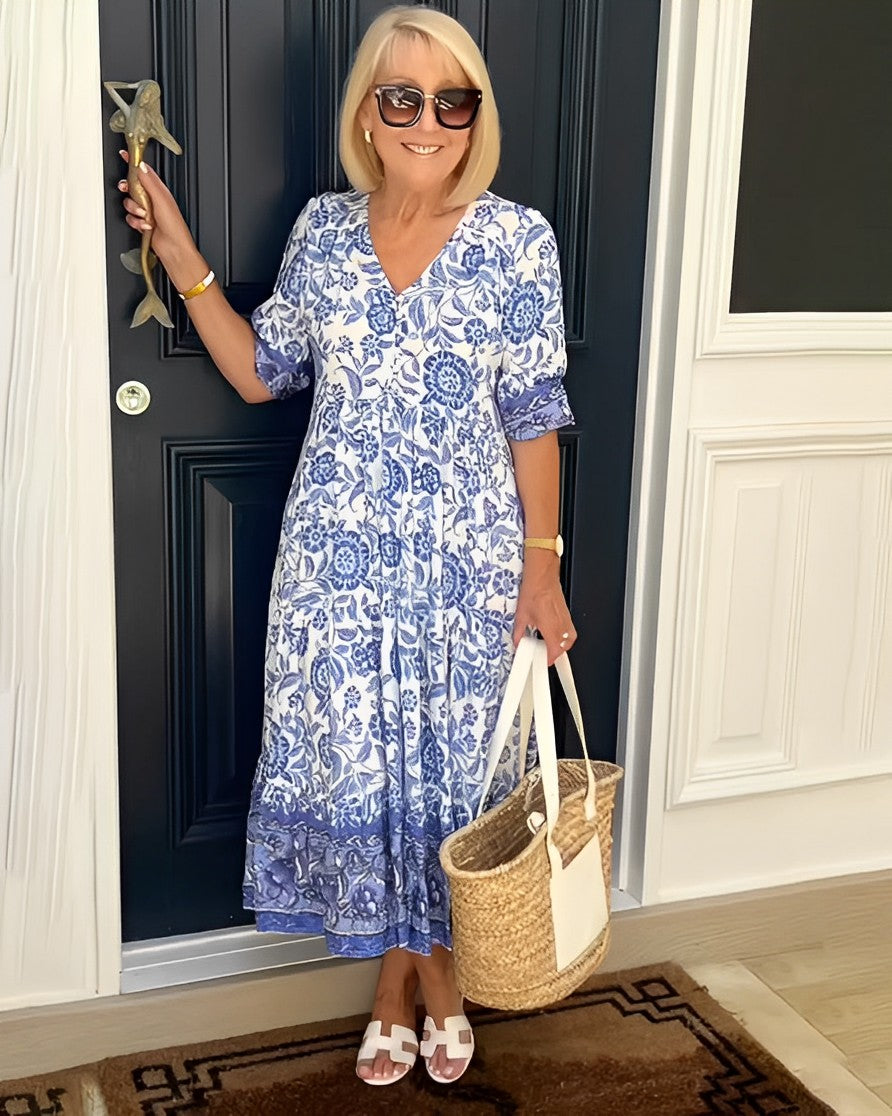 Keisha | Graceful Floral V-Neck Dress
