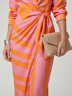 Leya | Long Sleeve Collared Wrap Striped Mini Dress