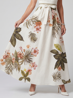 Meadow | Draped Halterneck Botanical Panel Maxi Dress