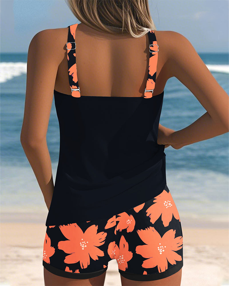 Emma | Floral Print U-Neck Tankini