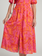 Zarelle | Puff Sleeve V-Neck Bold Floral Mini Dress