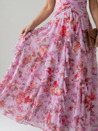 Nori | Halterneck Ruched Bodice Floral Maxi Dress
