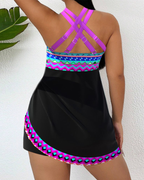 Freya | Printed Purple Lace-Up Swimsuit