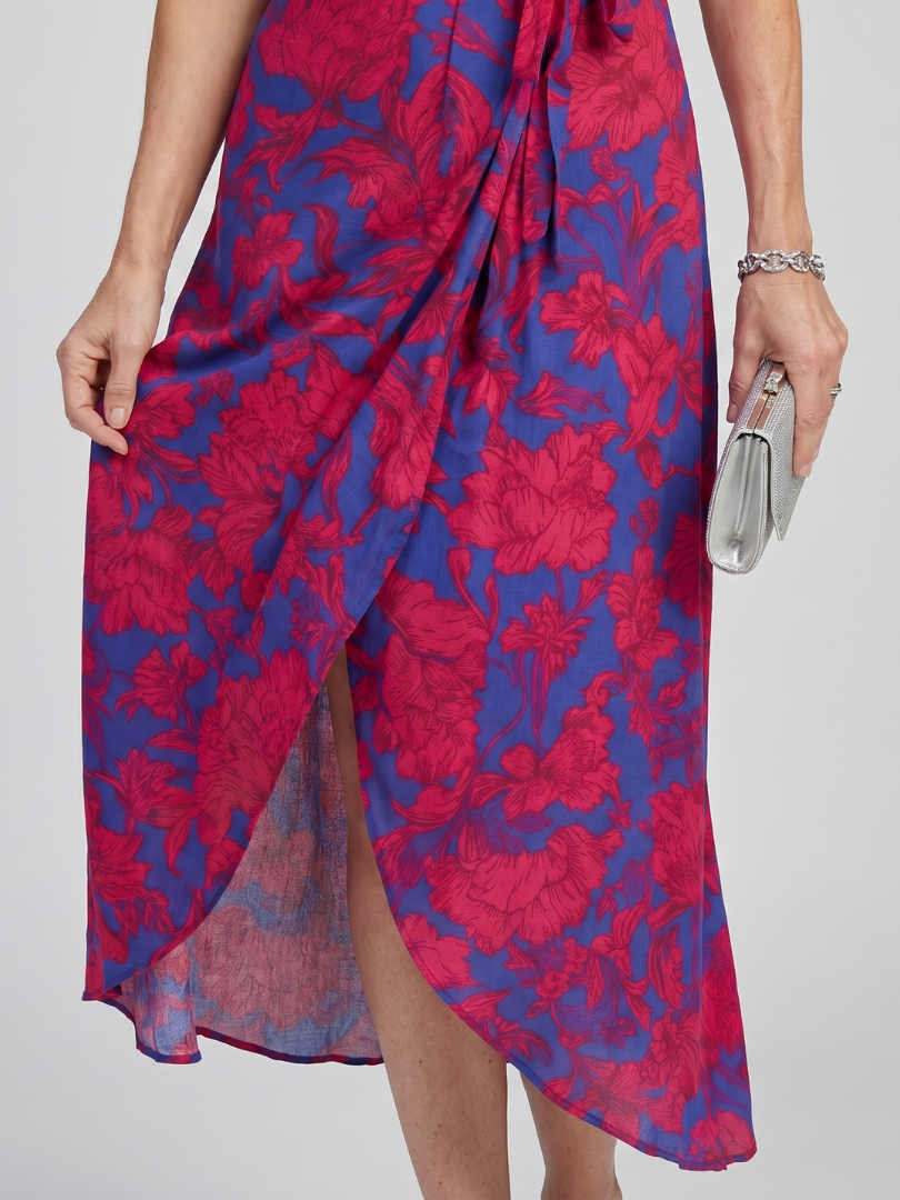 Priya | Short Sleeve Floral Wrap Mini Dress