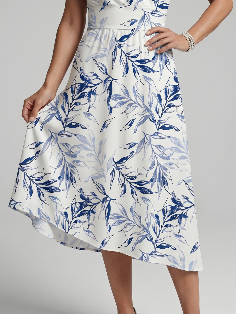 Kael | V-Neck Soft Botanical Print Mini Dress