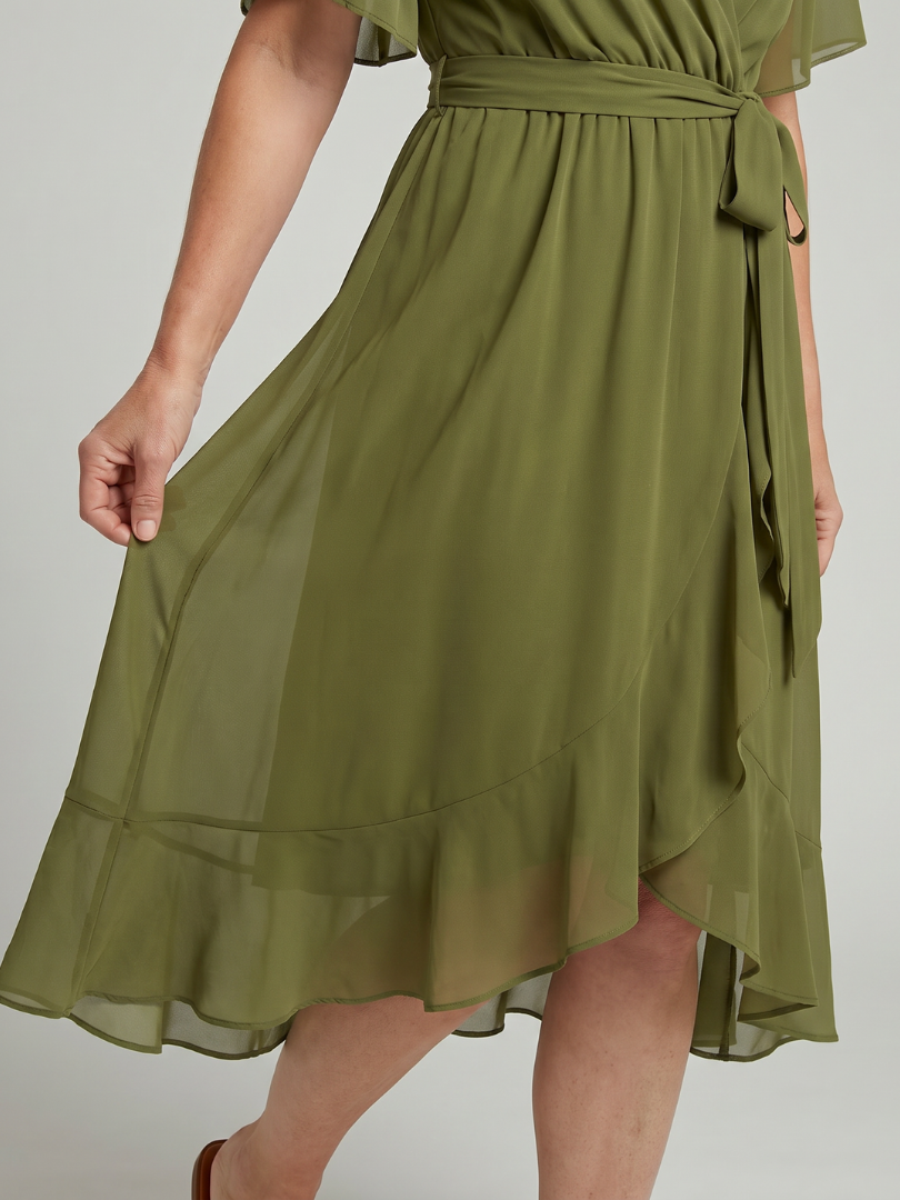 Keziah | Short Sleeve Wrap Soft Flowing Hem Mini Dress
