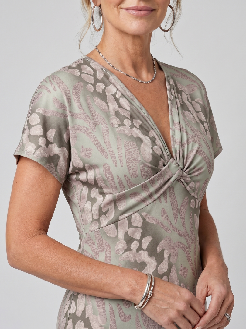 Astra | Short Sleeve Abstract Print Maxi Dress