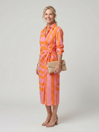 Leya | Long Sleeve Collared Wrap Striped Mini Dress