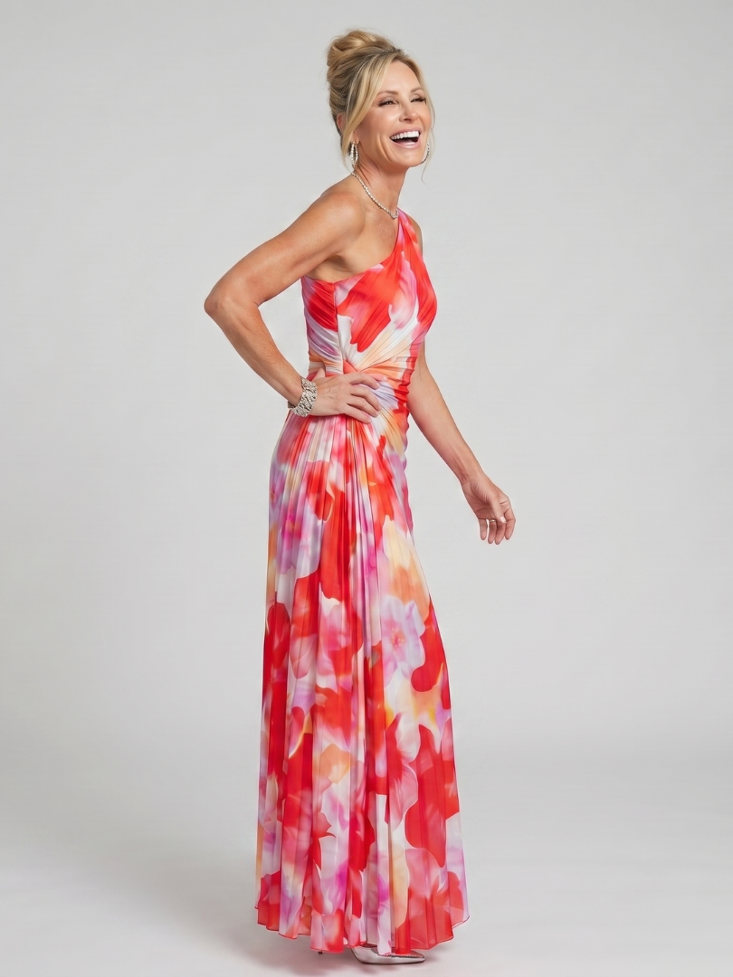 Taya | One-Shoulder Pleated Bodice Mini Dress