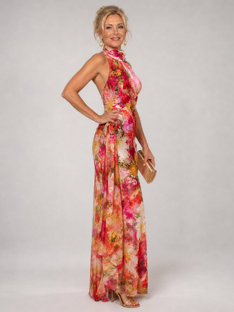 Elisabetta | Halterneck Floral Maxi Dress