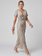 Astra | Short Sleeve Abstract Print Maxi Dress