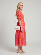 Zarelle | Puff Sleeve V-Neck Bold Floral Mini Dress