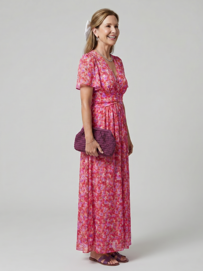 Juna | Short Sleeve Small Floral Mini Dress