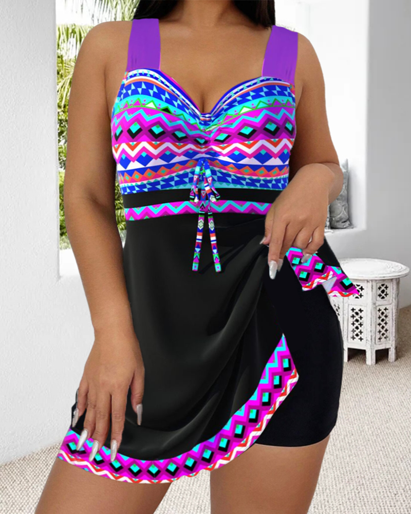 Freya | Printed Purple Lace-Up Swimsuit
