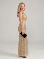 Sirea | Sequin Sleeveless Sheer Panel Mini Dress