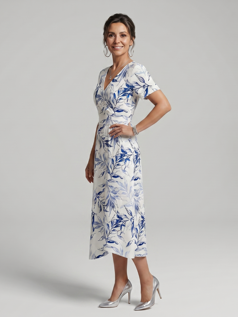 Kael | V-Neck Soft Botanical Print Mini Dress