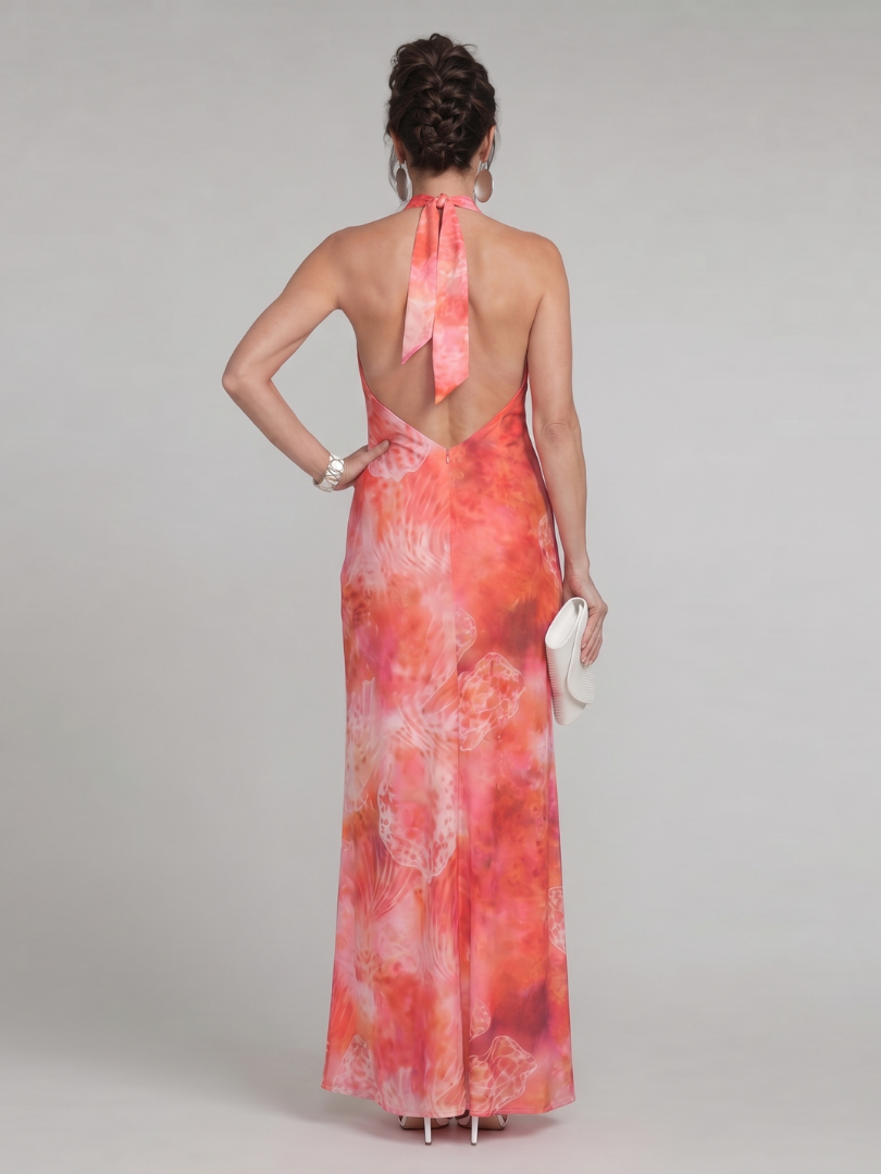Coraline | Halterneck Patterned Maxi Dress