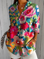 Anica | Vibrant Artistic Button-Up Blouse