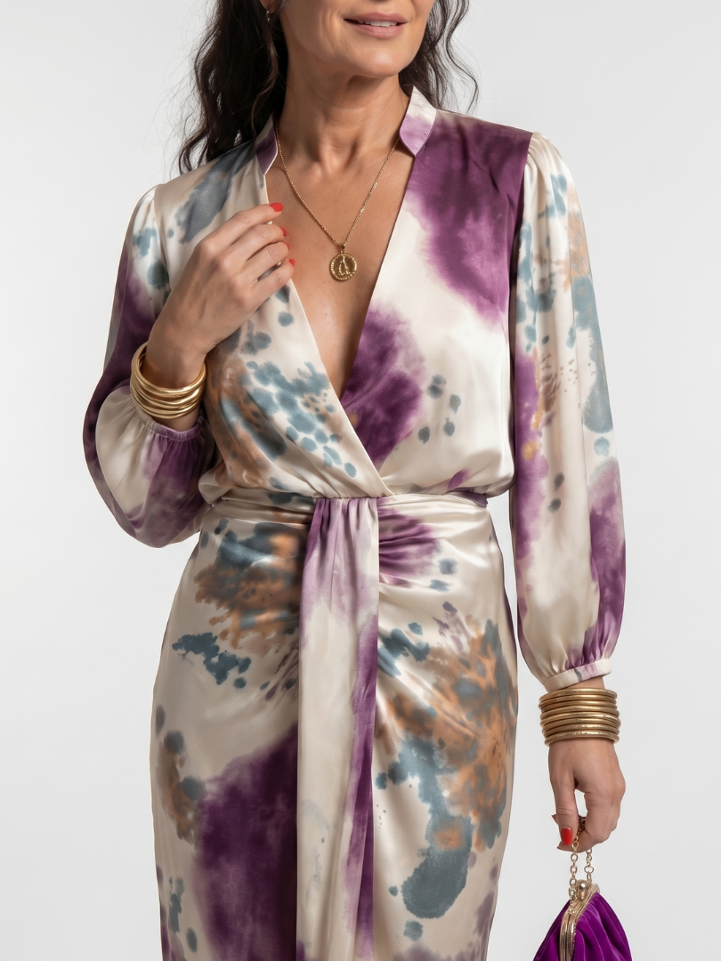 Valentina | Cross-Wrap Tie-Waist Printed Mini Dress