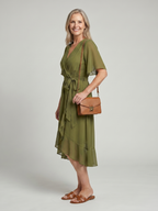 Keziah | Short Sleeve Wrap Soft Flowing Hem Mini Dress