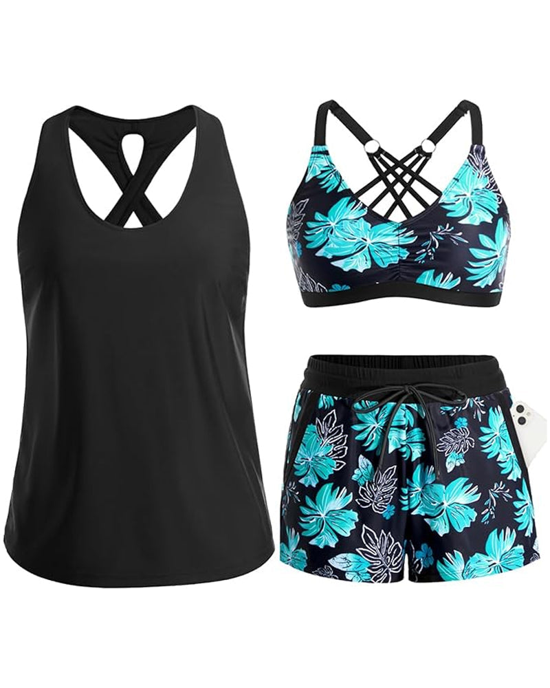 Maren | 3-Piece Tankini Bikini & Cover-Up Set