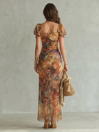 Ciel | Flutter Sleeve Ruched Slit Mini Dress