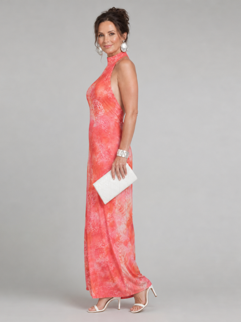 Coraline | Halterneck Patterned Maxi Dress