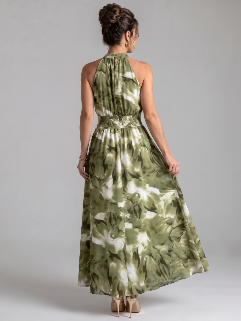 Olivia | Ruched Waist Abstract Print Mini Dress