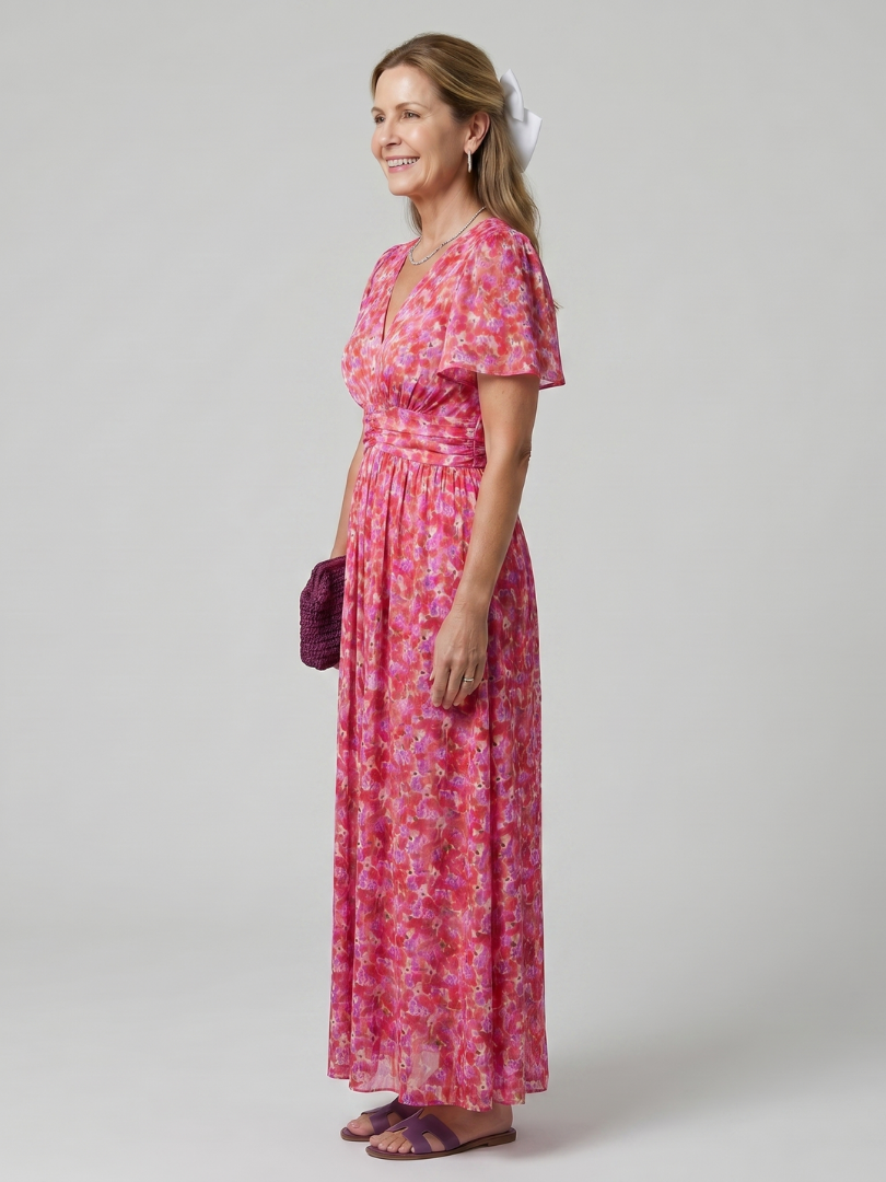 Juna | Short Sleeve Small Floral Mini Dress