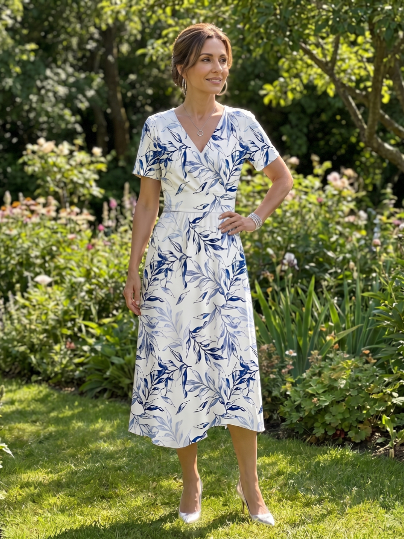 Kael | V-Neck Soft Botanical Print Mini Dress