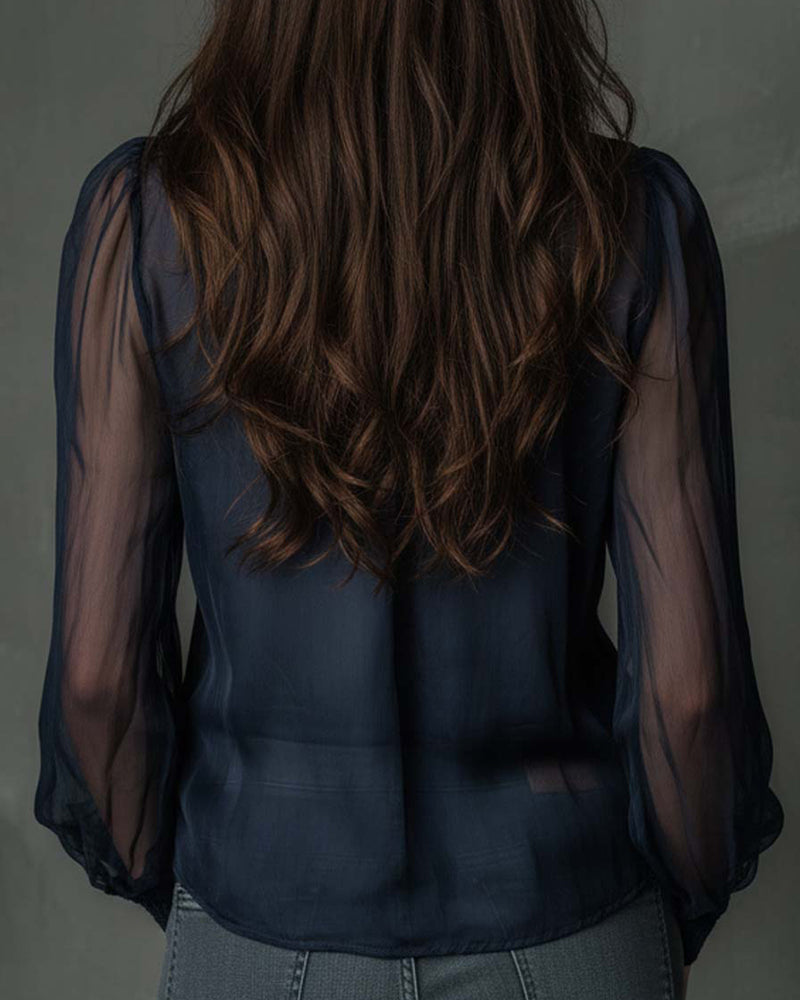 Helen | Half-Zip Long Sleeve Knit Blouse
