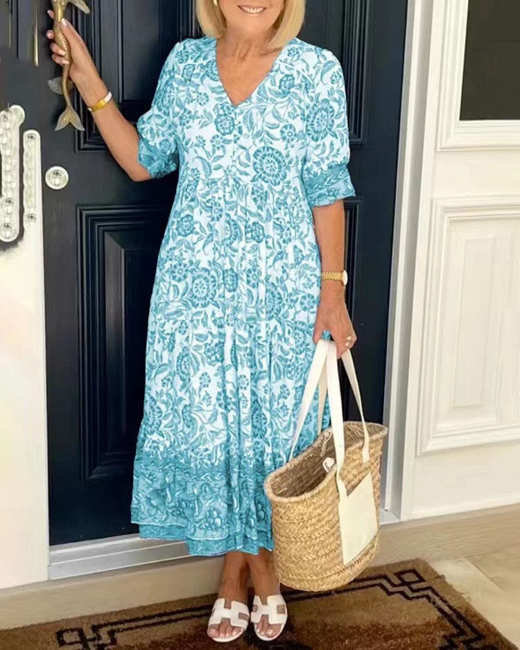 Keisha | Graceful Floral V-Neck Dress