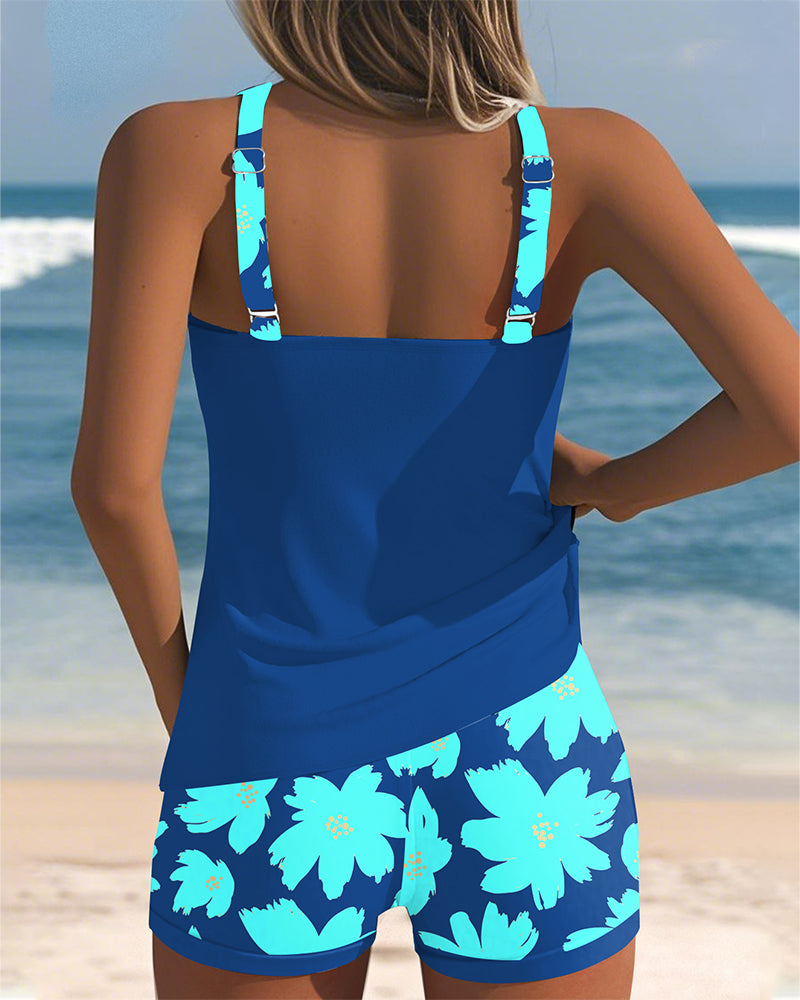 Emma | Floral Print U-Neck Tankini