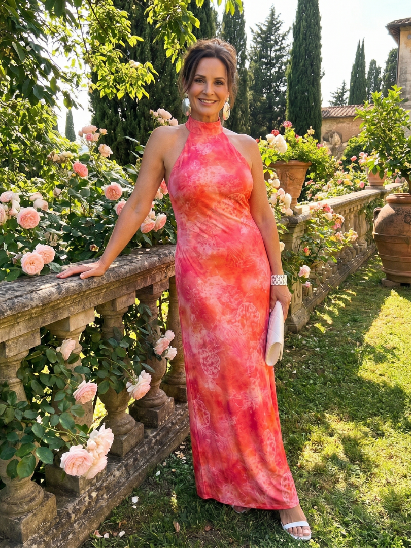 Coraline | Halterneck Patterned Maxi Dress
