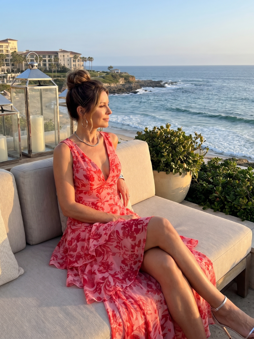 Gala | Deep V-Neck Sleeveless Painterly Print Mini Dress