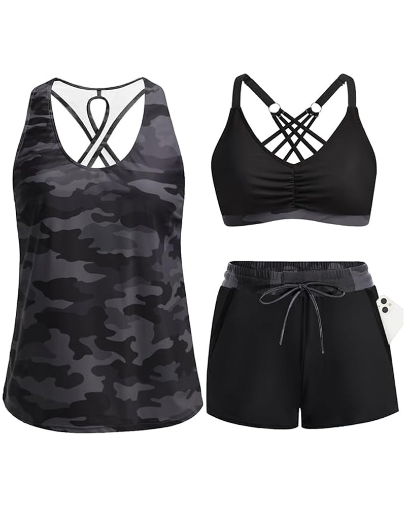 Maren | 3-Piece Tankini Bikini & Cover-Up Set